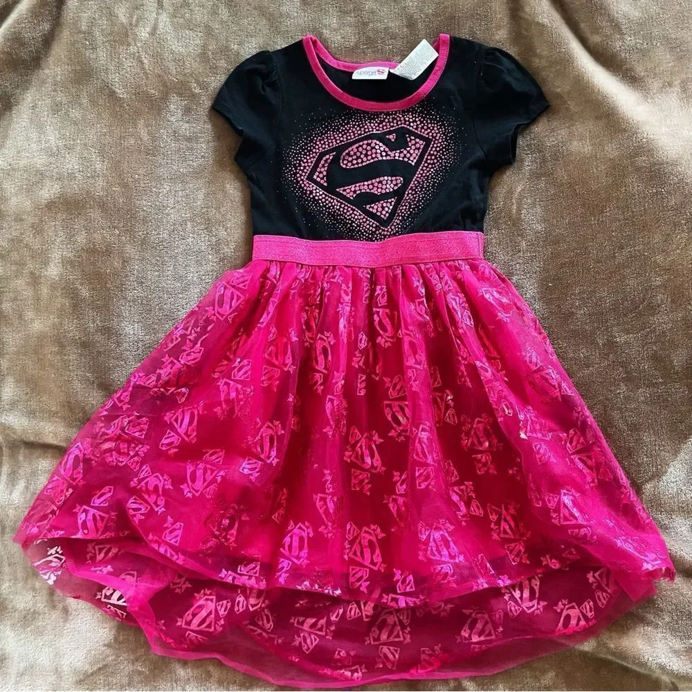 Supergirl Pink and Black Dress Size 6/6x